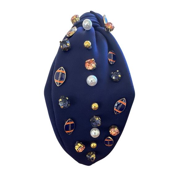 Football Bling Knotted Headband | Game Day Headband | Gift for Her - Picture 2 of 2